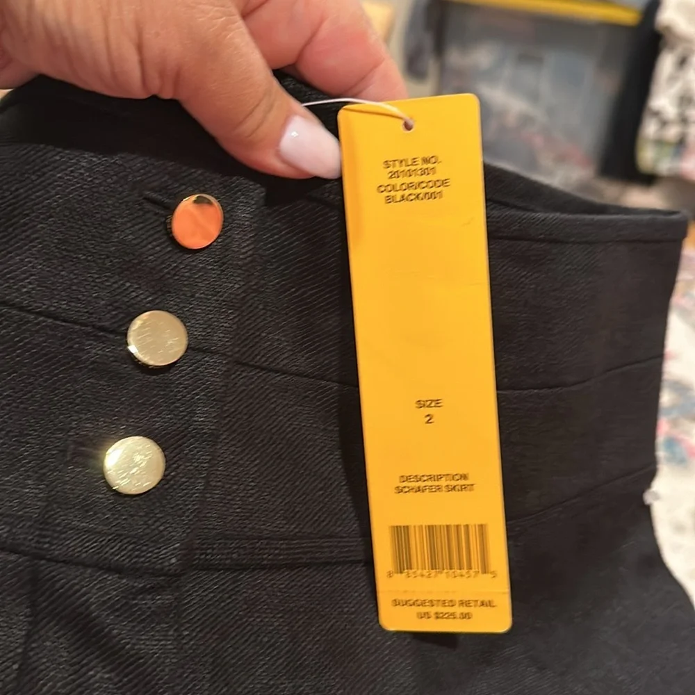 TORY BURCH LINEN BLACK SCHAFER PENCIL SKIRT 2